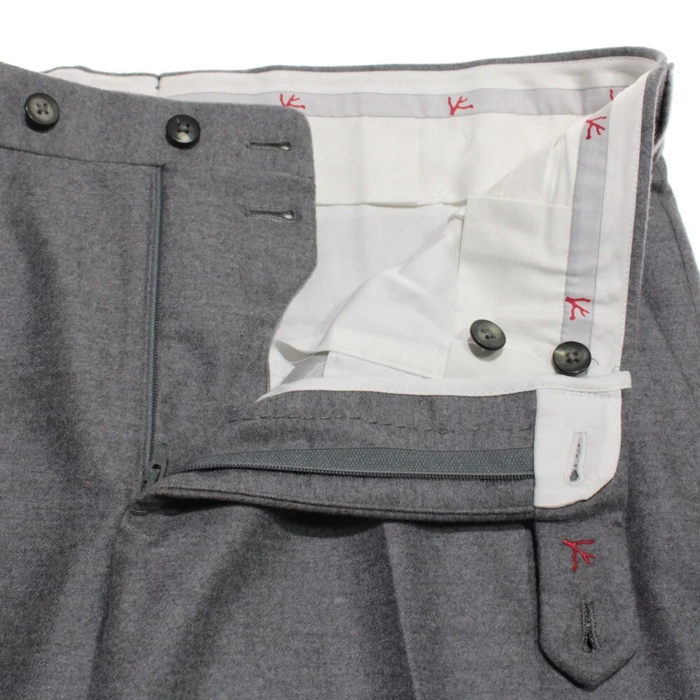 Isaia NWT Dress Pants Size 50 (US 34) Regular Fit in Gray Melange 100% Wool